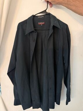 Doma Men's Navy Blue Long-Sleeve Button Shirt